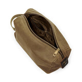 Quadra Heritage waxed canvas wash bag with leather trim - British product