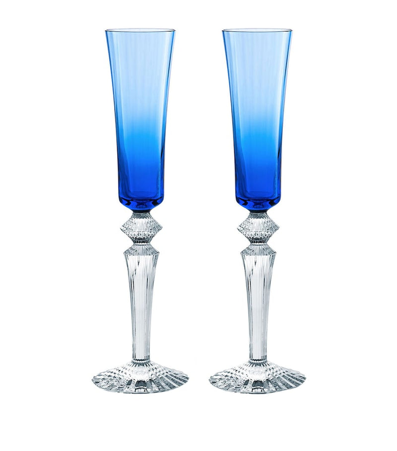 Baccarat Mille Nuits crystal champagne flutes set of 2, imported from the UK