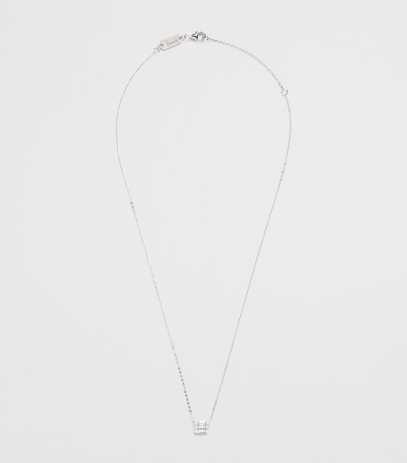 Harrods white gold diamond square illusion necklace 0.40ct, UK version