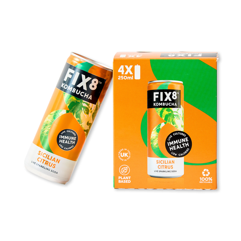 Fix8 Sicilian Citrus kombucha 4x250ml - British product