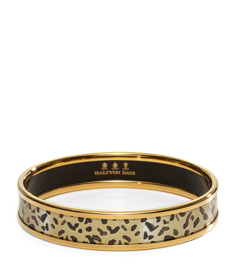 Halcyon Days gold-plated leopard enamel bangle, imported from the UK