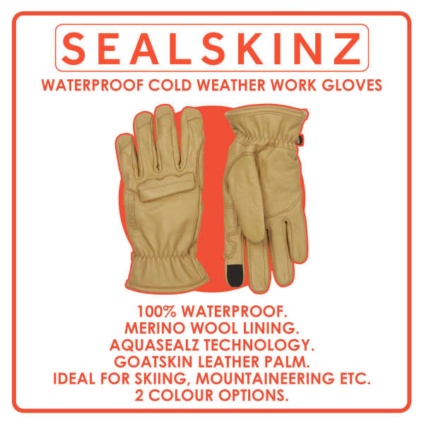 Sealskinz work gloves waterproof with Fusion Control, imported from the UK