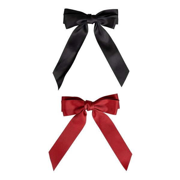 Brushworks satin hair bow duo red and black - British product