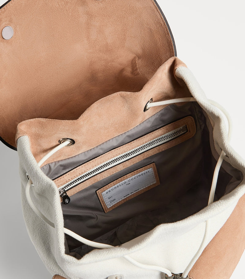 Brunello Cucinelli kids backpack with leather trims, imported from the UK