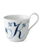 Royal Copenhagen porcelain fluted alphabet mug, imported from the UK