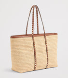 Valentino Garavani Large Straw Rockstud Tote bag, imported from the UK