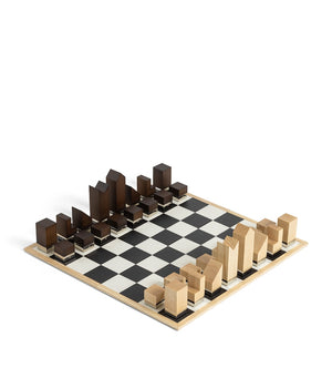 Leather and Maple Wood Game Set with Chess, Dominoes, and Cards
