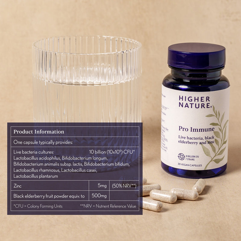 Higher Nature Pro-Immune live bacteria supplement 30 capsules (British brand)