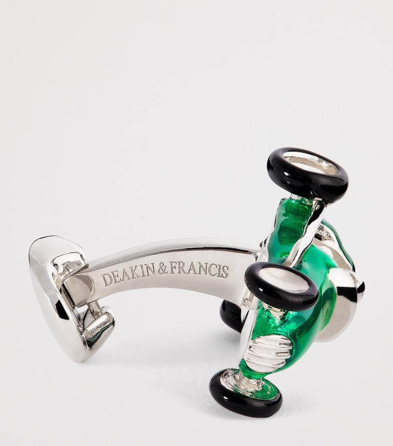 Deakin & Francis sterling silver racing car cufflinks, imported from the UK