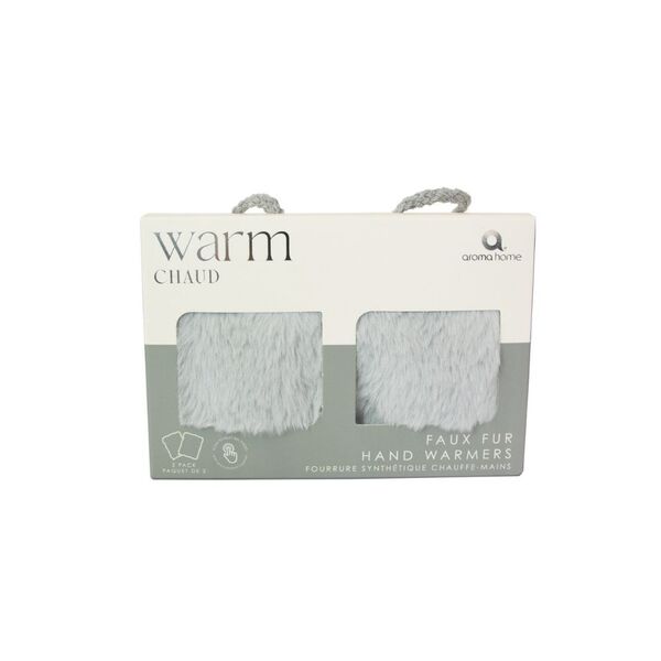 Aroma Home grey faux fur hand warmers 2 pack, UK version
