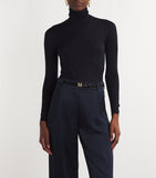 Max Mara leather belt monogram gold-tone buckle 1.5cm - British product