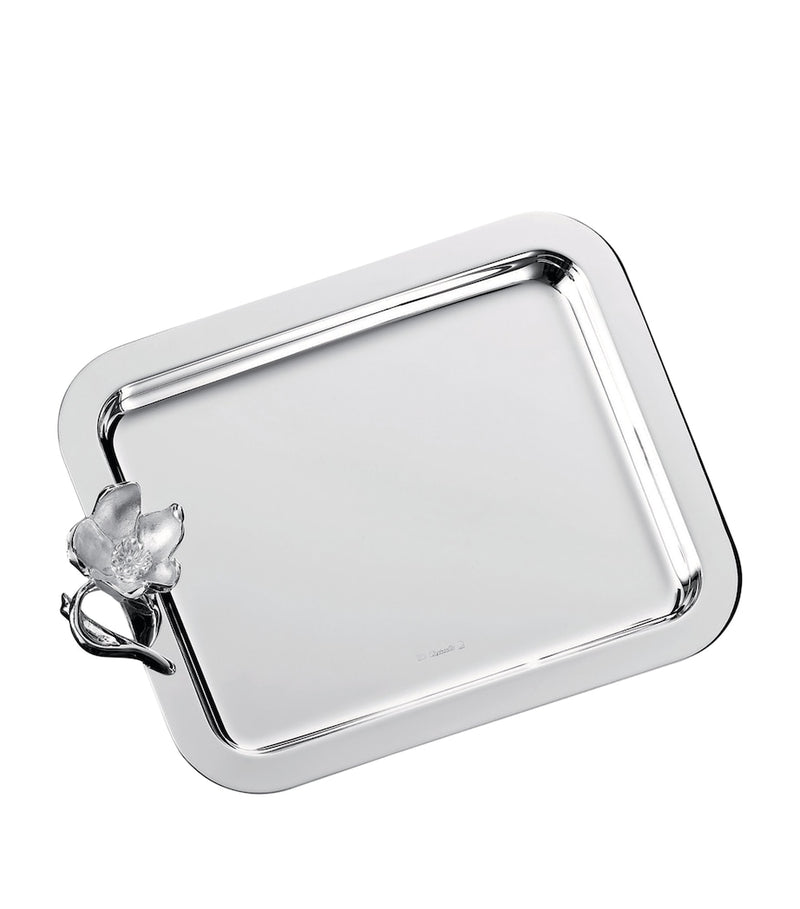 Christofle Anemone-Belle Époque silver-plated tray 20x16cm, UK version