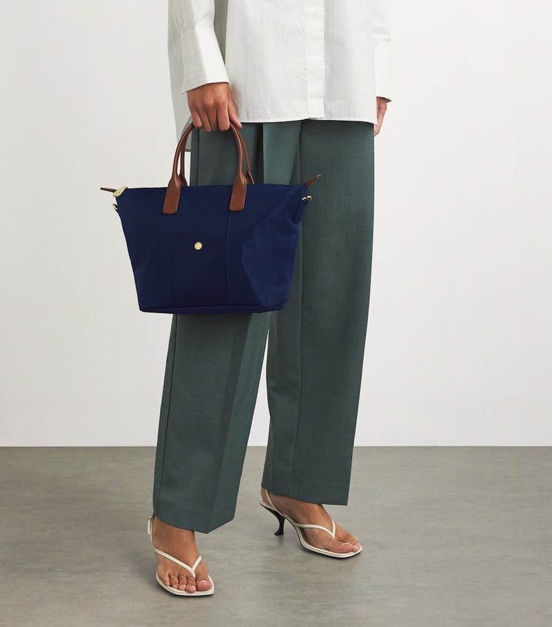 Harrods grab nylon tote bag with leather trims, imported from the UK