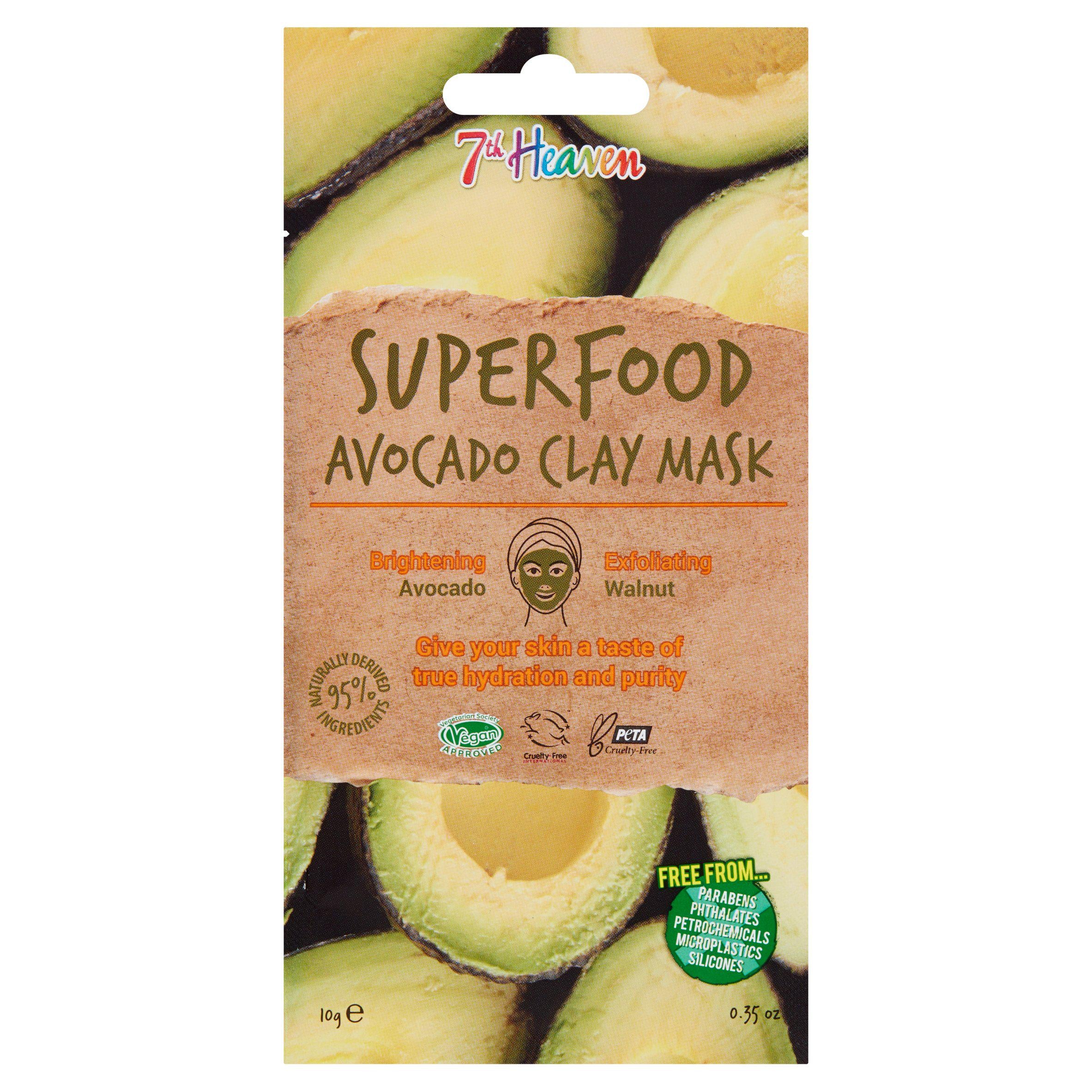 7th Heaven Superfood Avocado Clay Mask 10g face & body skincare Sainsburys   