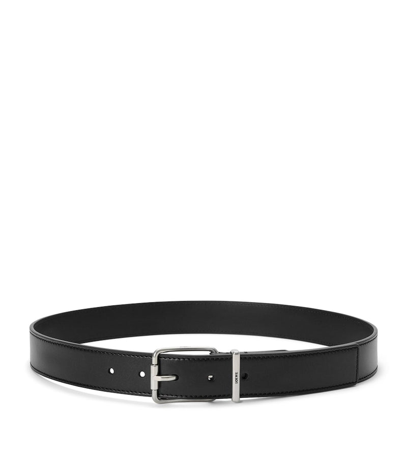 LOEWE leather belt 3.5cm silver buckle, UK version