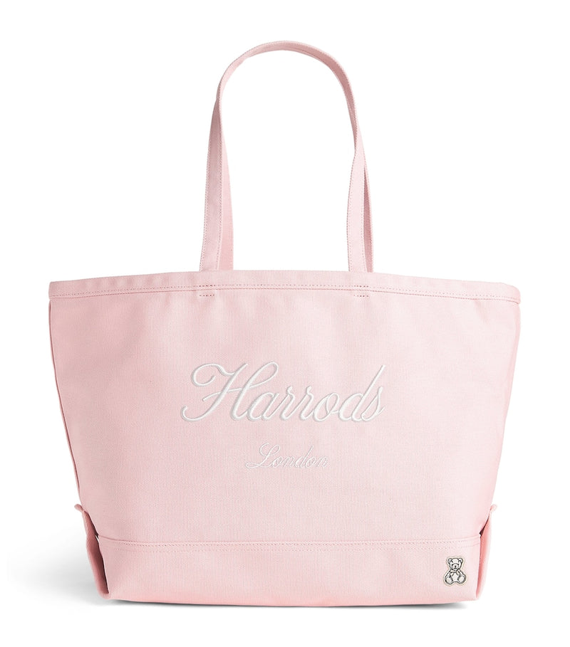 Harrods medium cotton tote bag with embroidered logo, UK version