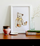 Sophie Brabbins Teddy Bear with Ribbon A4 art print (British brand)