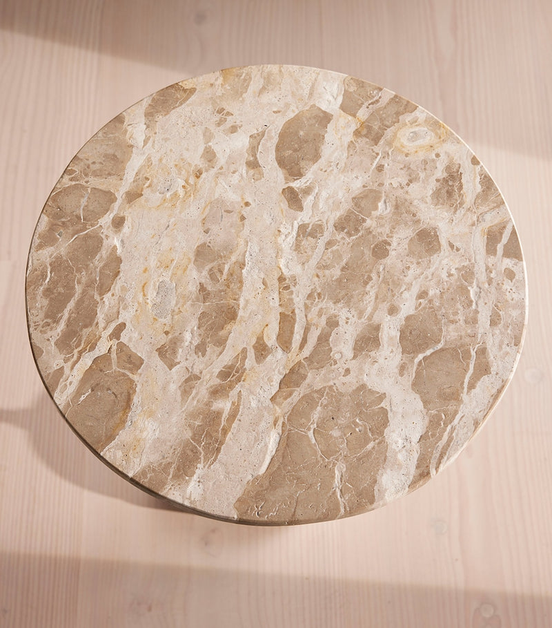 Soho Home marble Fleet side table with brass stem (British brand)