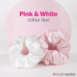 Brushworks large cloud hair scrunchies pink and white 2 pack, imported from the UK