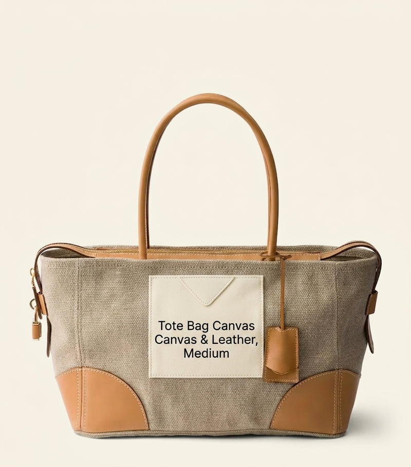 Prada large linen and calf leather tote bag (British brand)