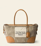 Prada large linen and calf leather tote bag (British brand)