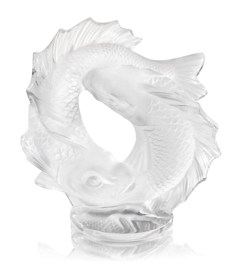 Lalique double fish crystal sculpture, UK version