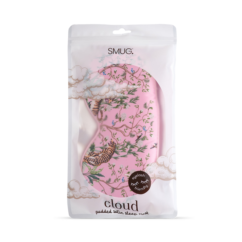 Smug padded satin sleep mask in Tiger print, UK version