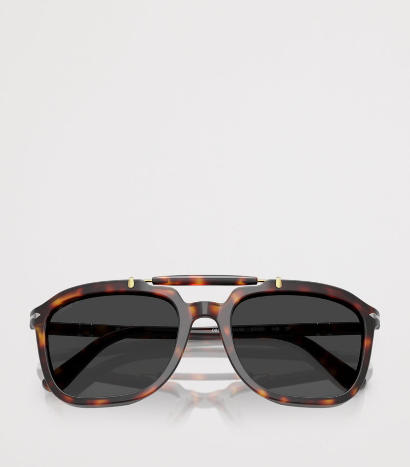 Persol Senna series square acetate sunglasses with Meflecto system (British brand)