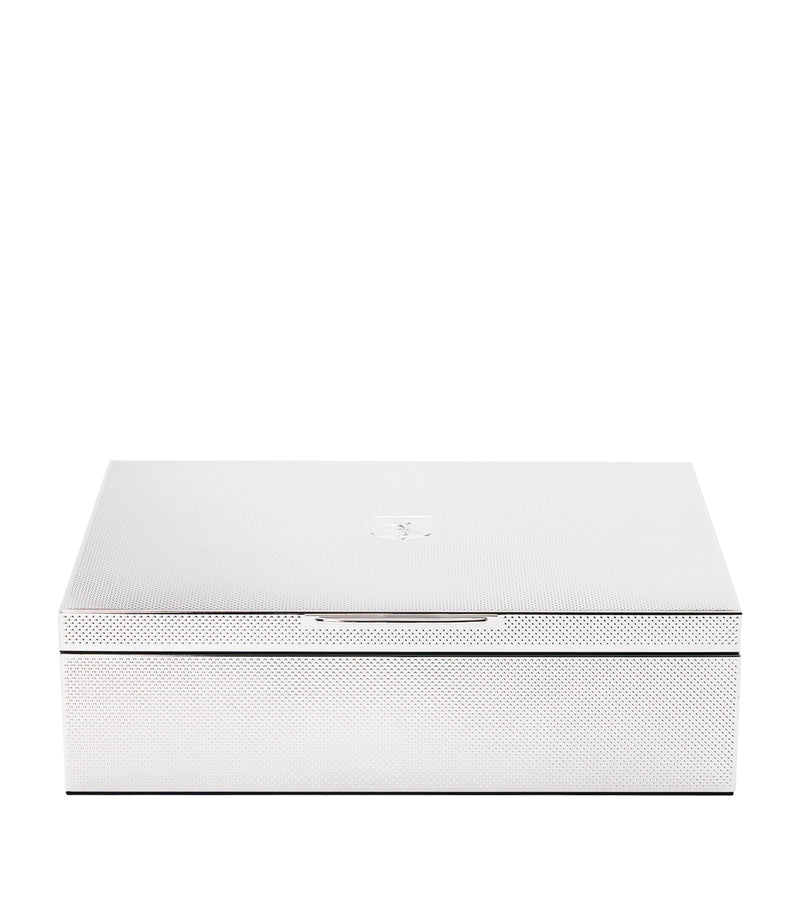 WOLF silver-plated watch and jewellery storage box with removable trays, 25x32x9cm (British brand)