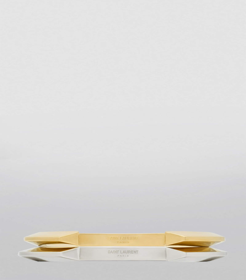 Saint Laurent peaked cuff bracelets gold and silver set, UK version