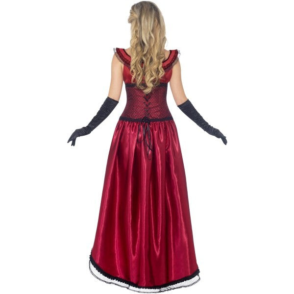 Smiffys brothel babe costume burgundy dress corset - British product