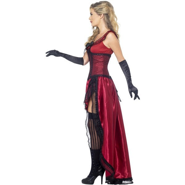 Smiffys brothel babe costume burgundy dress corset - British product