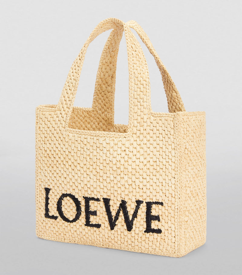 LOEWE Small Font Tote Bag raffia, imported from the UK