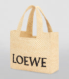 LOEWE Small Font Tote Bag raffia, imported from the UK