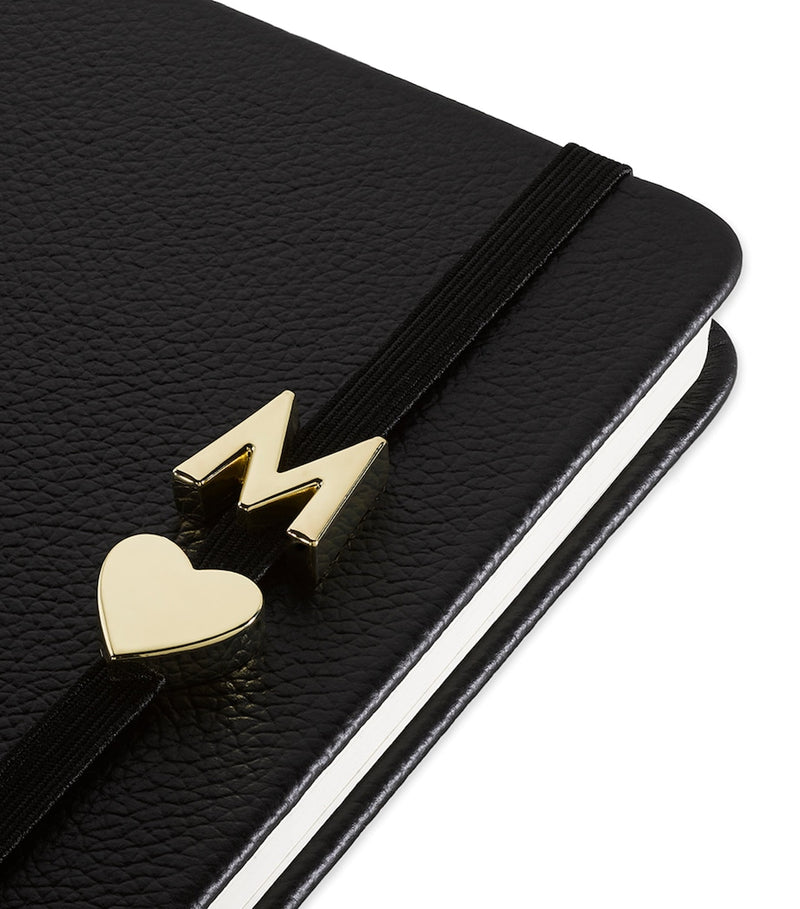 Moleskine gold-plated R notebook charm, imported from the UK