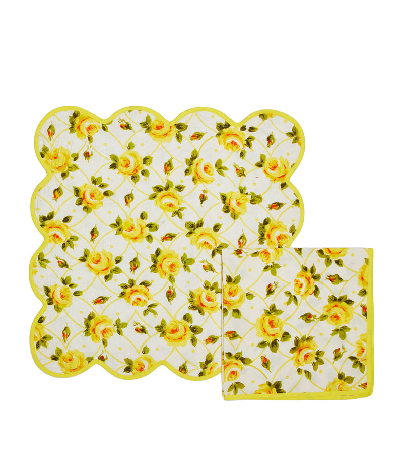 Loretta Caponi climbing rose print placemat and napkin set, UK version