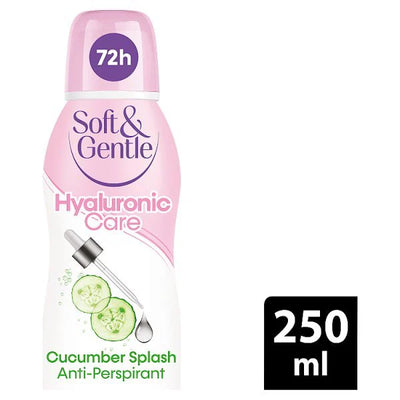 Superdrug Soft & Gentle Hyaluronic Care 72H Cucumber Splash Anti-Perspirant Spray- Buy online at McGrocer
