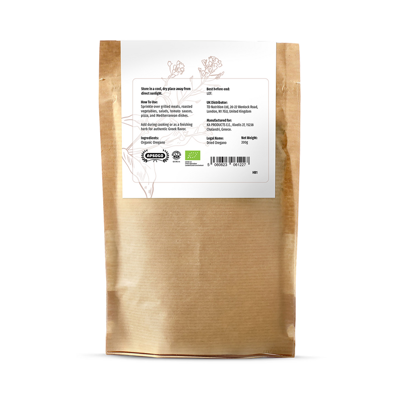 APSOGO organic dried oregano from Greece 200g, UK version