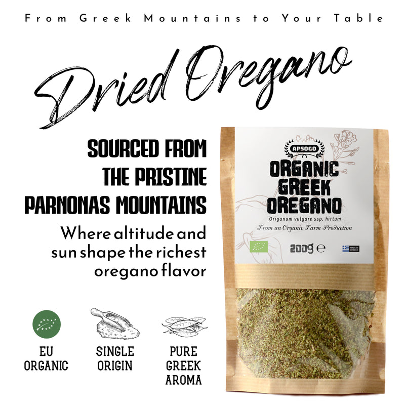 APSOGO organic dried oregano from Greece 200g, UK version