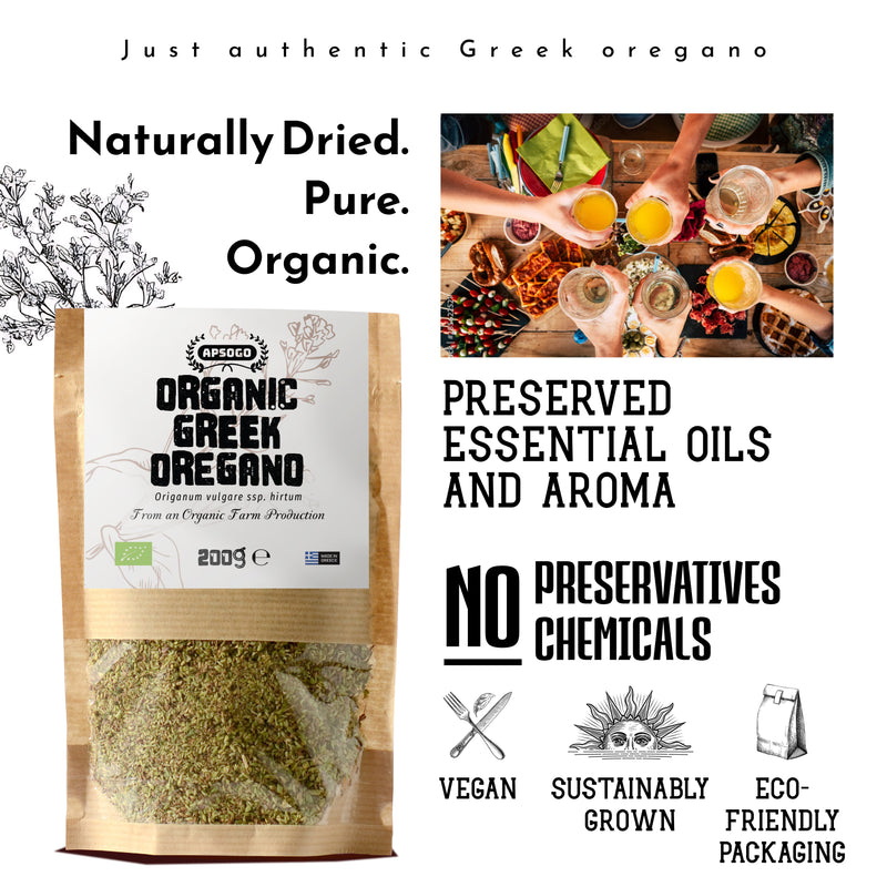 APSOGO organic dried oregano from Greece 200g, UK version