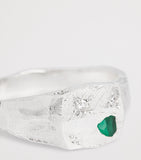 The Ouze sterling silver and emerald scatter signet ring (British brand)