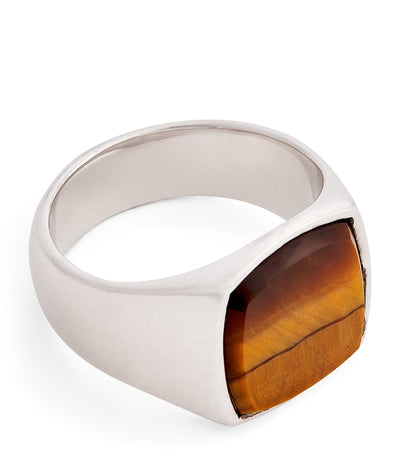 Harrods Tom Wood Sterling Silver Cushion Tiger Eye Ring- Buy online at McGrocer