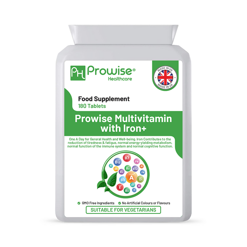 Prowise Healthcare multivitamin with iron supplement 180 tablets, imported from the UK