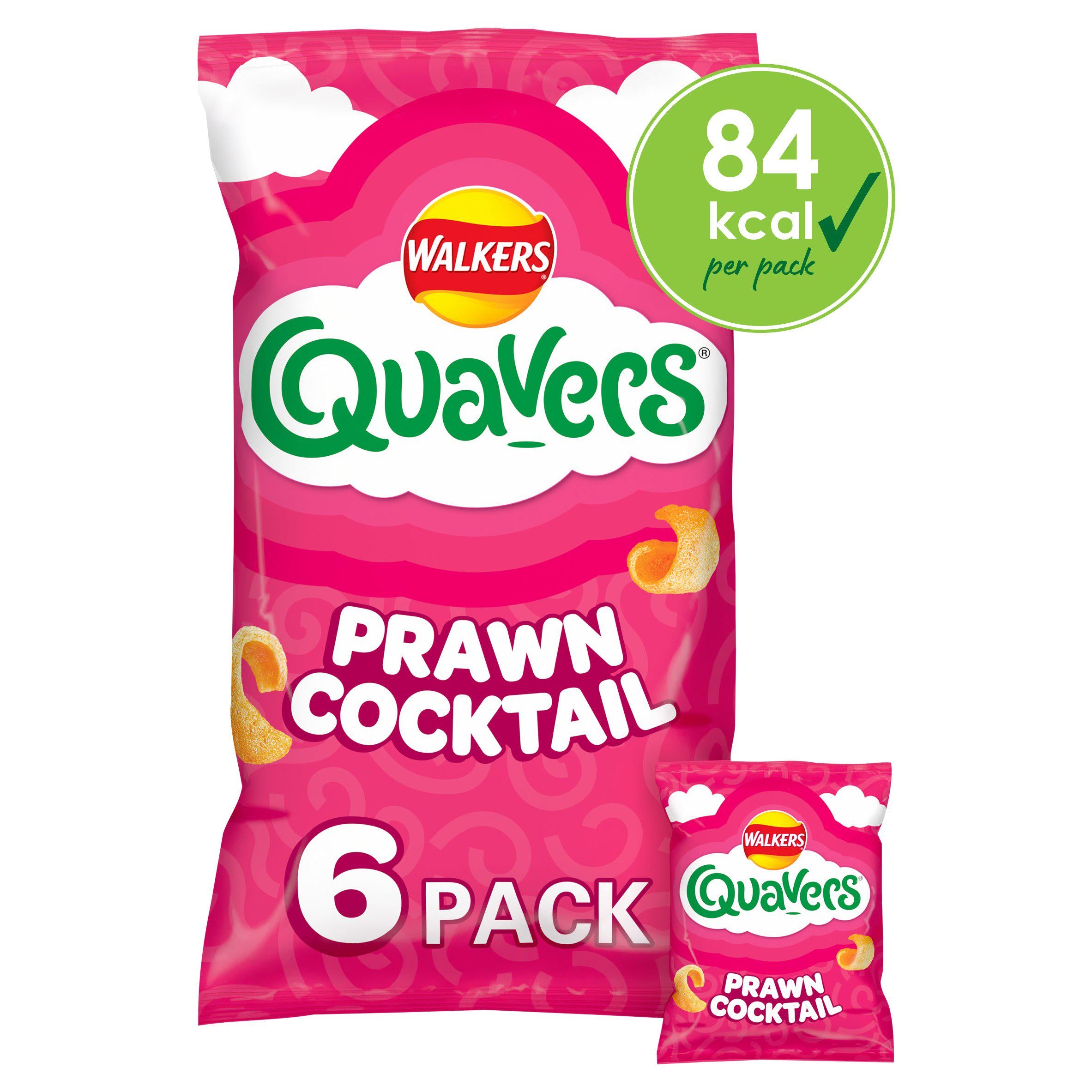 Walkers Quavers Prawn Cocktail Multipack Crisps Snacks x6 16g GOODS Sainsburys