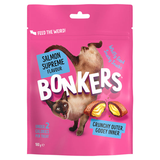 Bonkers Salmon Supreme Flavour Cat Treats 180g GOODS Sainsburys   