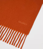 Max Mara wool fringed logo scarf, UK version