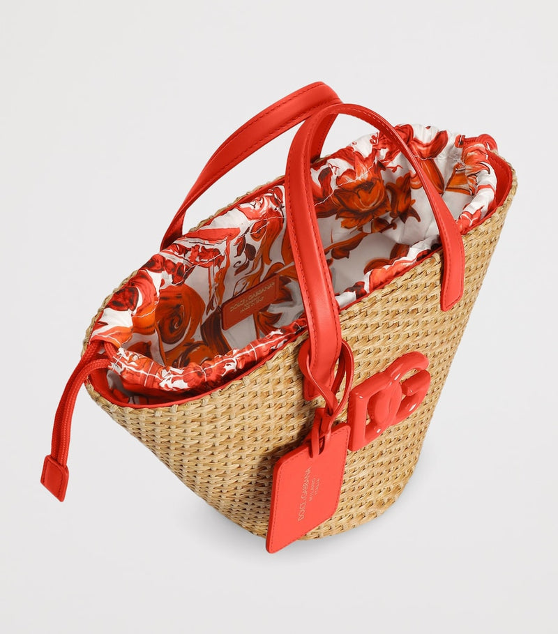 Dolce&Gabbana kids straw logo tote bag (British brand)