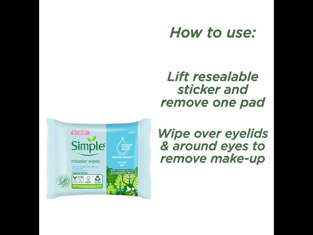Simple Kind to Skin Water Boost Micellar Cleansing Wipes 20 (British brand)