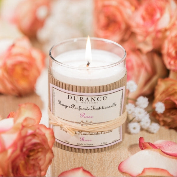 Durance Perfumed Handmade Candle Rose 180g - British product