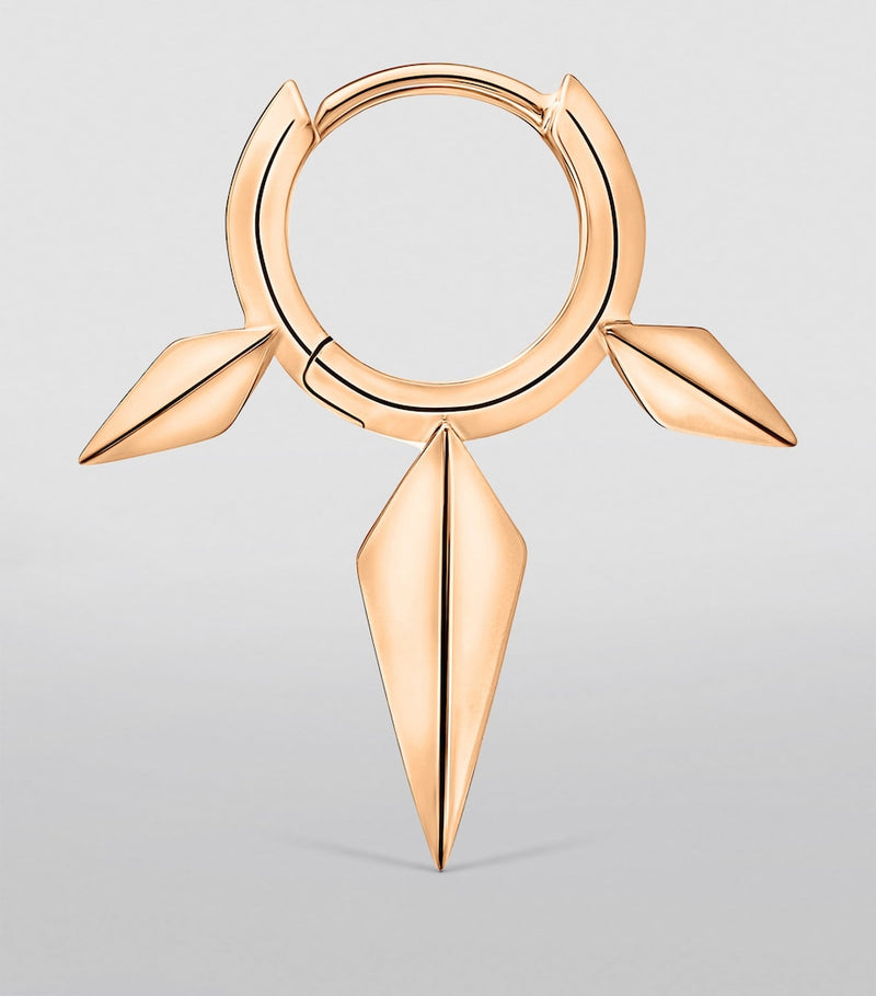 Maria Tash faceted triple spike hoop earring 6.5mm, imported from the UK